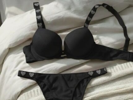 Pure Love Ribbed Heart Set (Available in White, Lilac, & Black)